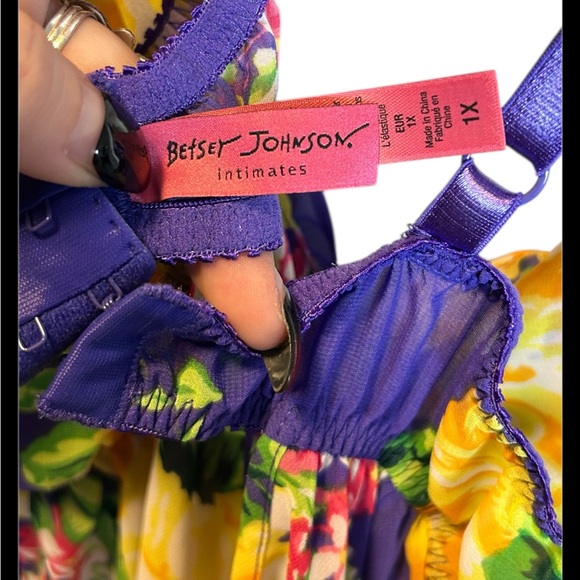 Vintage Betsey Johnson Floral Purple Yellow Babydoll Slip Dress Size 1X - Picture 4 of 5